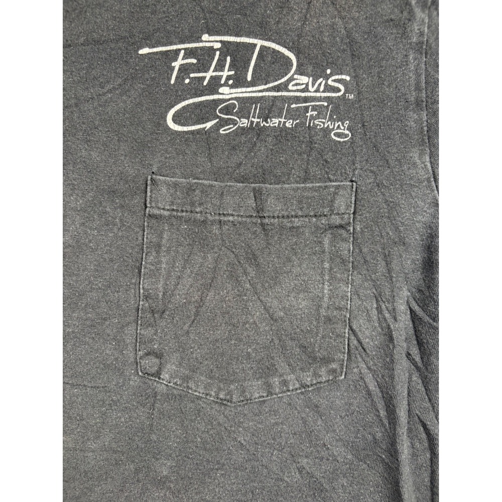 Zinc FH Davis Saltwater Fishing Pocket T-Shirt Mens Medium Black Graphic Fish - Picture 3 of 11